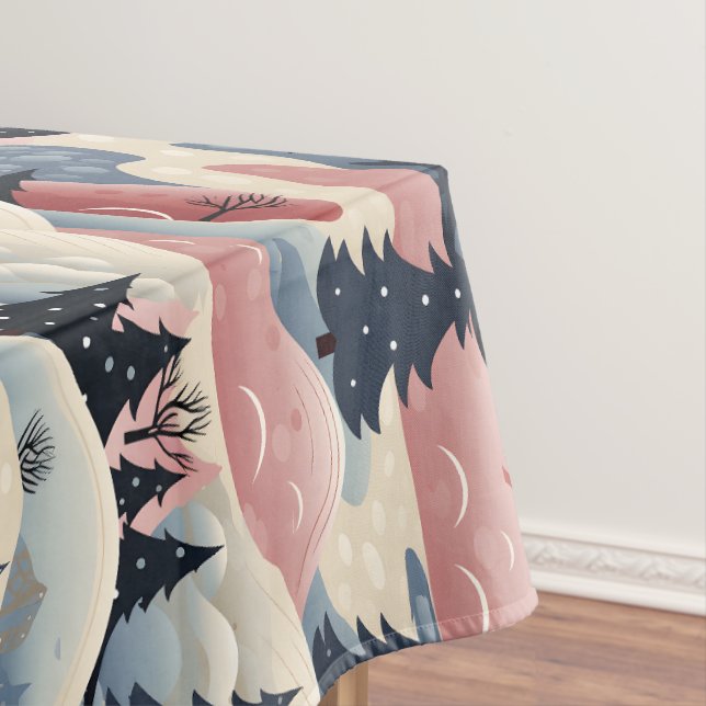 Mantel Modern Navy Pink Cream Christmas Trees Snowbanks (In Situ)