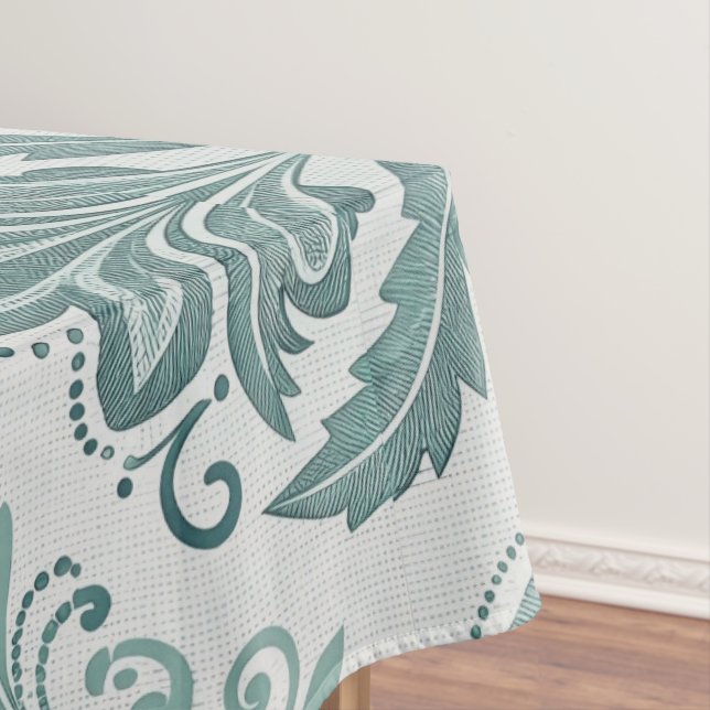 Mantel Modern Teal Nordic Damask (In Situ)