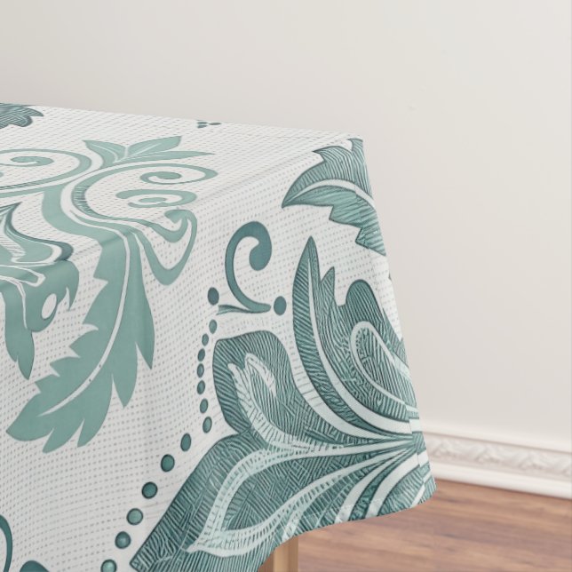 Mantel Modern Teal Nordic Damask (In Situ)