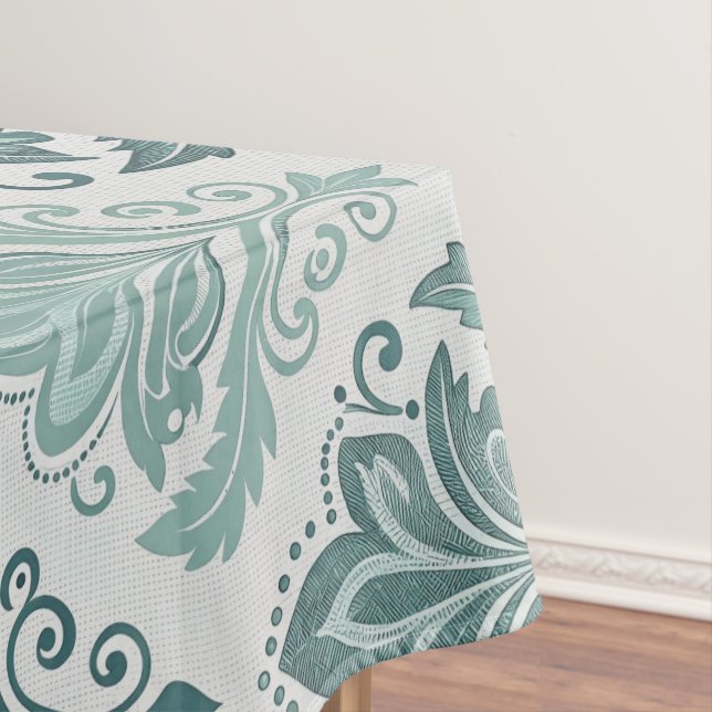 Mantel Modern Teal Nordic Damask (In Situ)