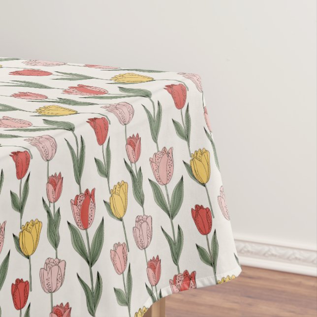 Mantel Modern Tulip Floral Pattern Soft Botanical Spring (In Situ)