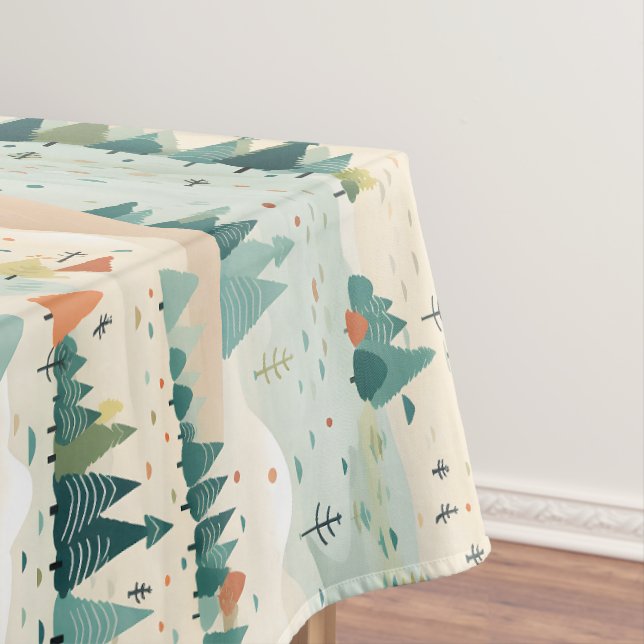 Mantel Modern Turquoise Orange Cream Christmas Trees  (In Situ)