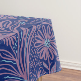 Mantel Moderno | estampado FLORAL | Malva sobre Azul Real