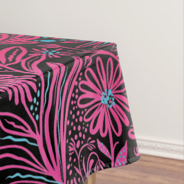 Mantel Moderno | estampado FLORAL | Rosa sobre Negro
