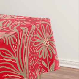 Mantel Moderno | Impresión floral | Beige en rojo
