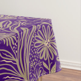 Mantel Moderno | Impresión floral | Beige sobre morado