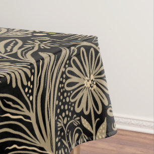 Mantel Moderno   Impresión floral   Beige sobre negro