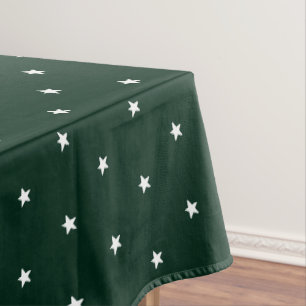 Mantel Moderno pastel oscuro verde estrellas blancas patr