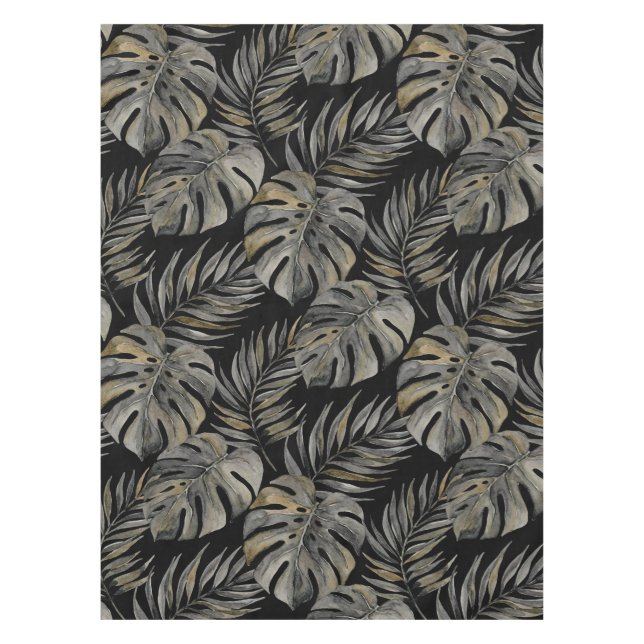 Mantel Moku Island Hawaiian Watercolor Monstera- Black (Anverso)