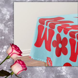 Mantel MOM/WOW: Una carta de amor en rojo sobre azul |