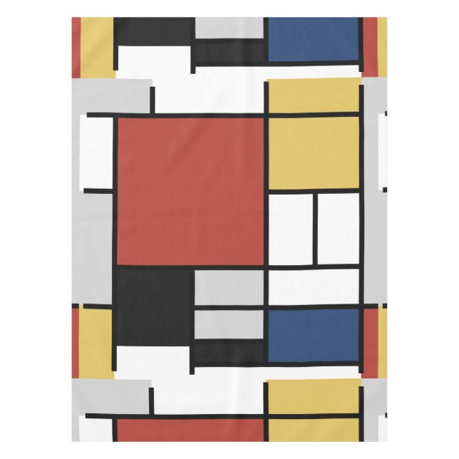 Mantel Mondrian Pintura de Plano Rojo Amarillo Azul Gris  (Anverso)