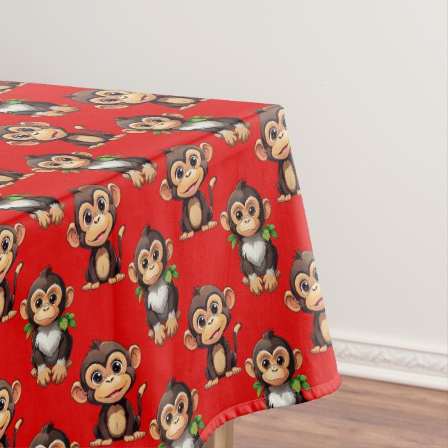Mantel Monkey Pattern Design Red (In Situ)