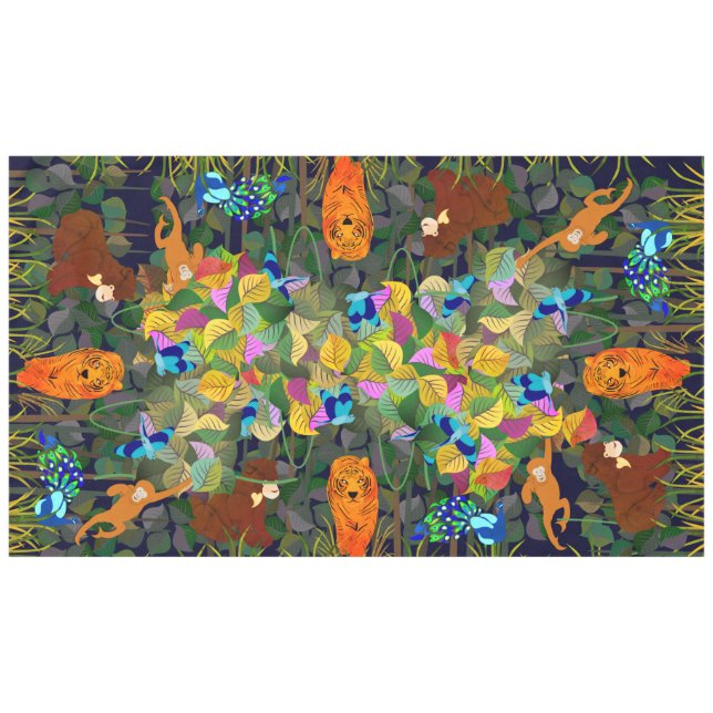 Mantel Mono de pavo real de tigre de jungla de sol de oso (Frente (Horizontal))