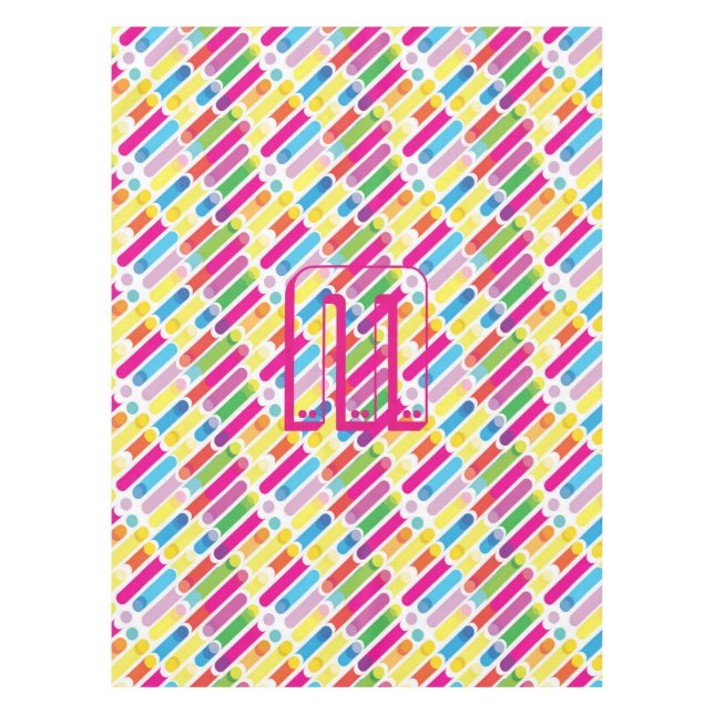 Mantel Monogram Rainbow Diagonal Lines Pattern Pop Art (Anverso)