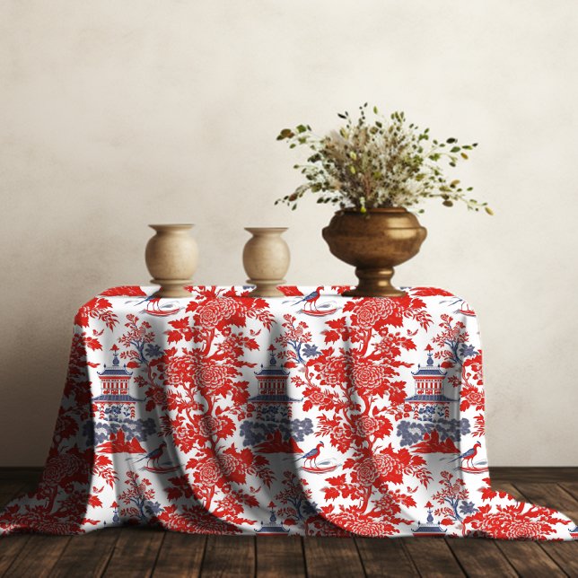 Mantel Monograma chino chino de lujo francés rojo azul (Subido por el creador)