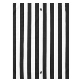 Mantel Monograma clásico de franja de cabana en blanco y 