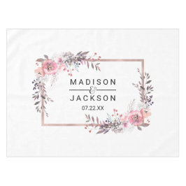 Mantel Monograma de Boda floral con marco de oro para Rub