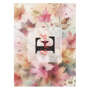 Mantel Monograma Denominación Hojas de otoño en pasteles