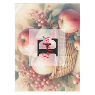 Mantel Monograma Denominación Hojas de otoño y manzanas a