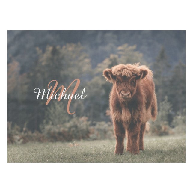 Mantel Monograma inicial de ternera bovina de montaña de  (Frente (Horizontal))