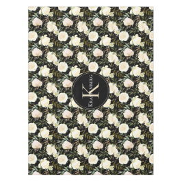 Mantel Monograma Personalizado de rosas blancas de vainil