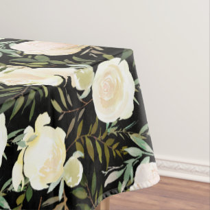 Mantel Monograma Personalizado de rosas blancas de vainil