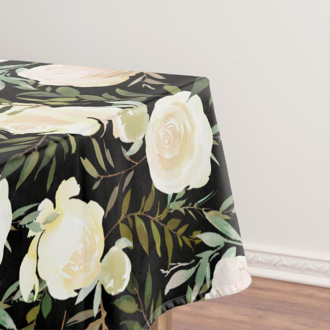 Mantel Monograma Personalizado de rosas blancas de vainil (In Situ)