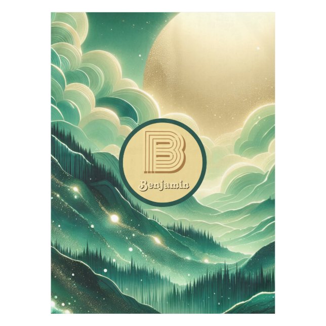 Mantel Monogramado del Purpurina Gradient Emerald Kelly G (Anverso)