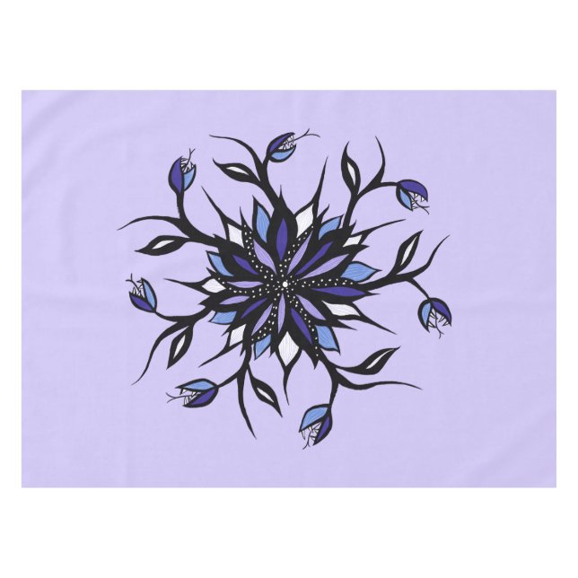 Mantel Monstruos Y Dientes De Mandala Con Flores Góticas (Frente (Horizontal))