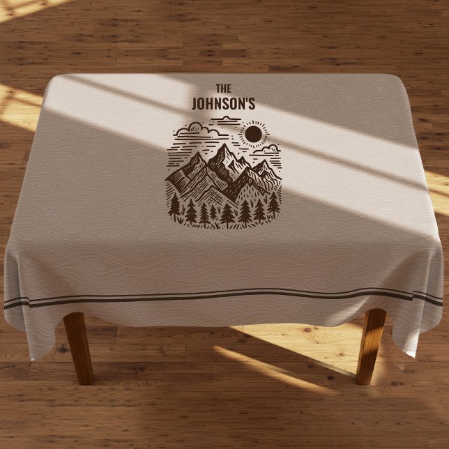 Mantel Montañas modernas rústicas personalizadas (Modern Rustic Mountains Custom Tablecloth)