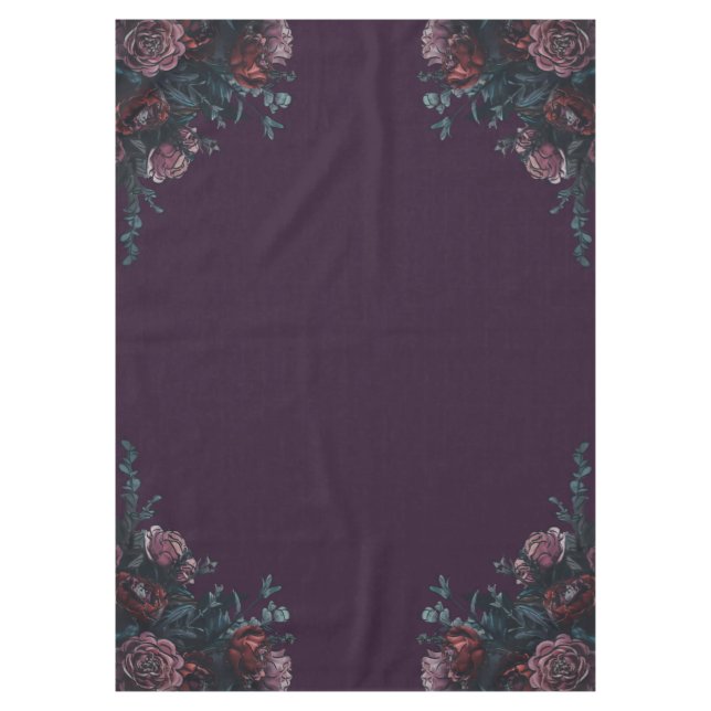 Mantel Morado oscuro Floral Elegante Boda Maroon Mauve (Anverso)