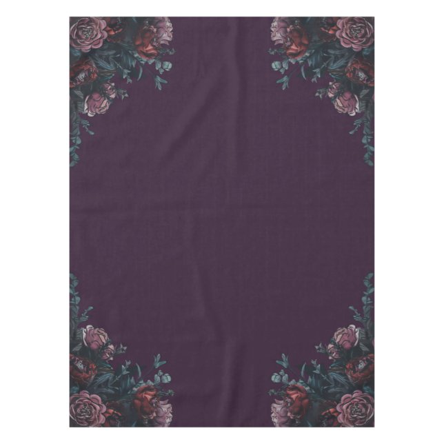 Mantel Morado oscuro Floral Elegante Boda Maroon Mauve (Anverso)