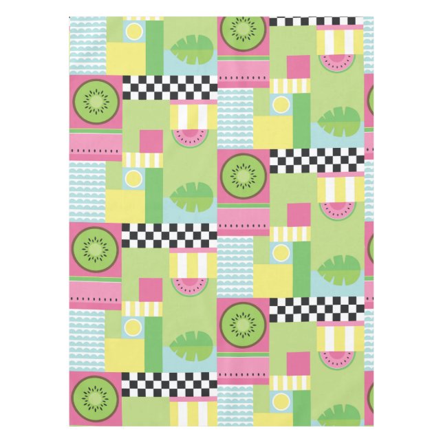 Mantel Mosaico amarillo verde rosa de la fruta de verano  (Anverso)