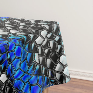 Mantel Mosaico hexagonal o pescadilla negro a azul real