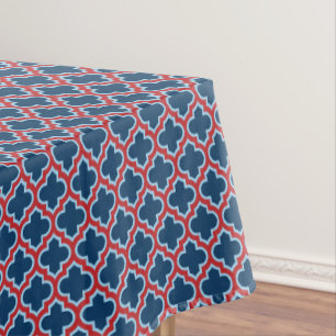 Mantel Mosaicos marroquíes azules y rojos, Entramado, Cua