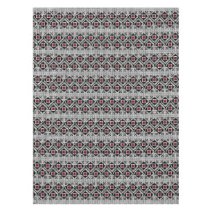Mantel Motif rumano geométrico rojo y negro