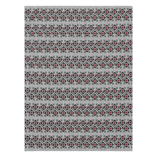 Mantel Motif rumano geométrico rojo y negro (Anverso)