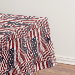 Mantel Motivo de Bandera Americana Abstracta Rojo Blanco