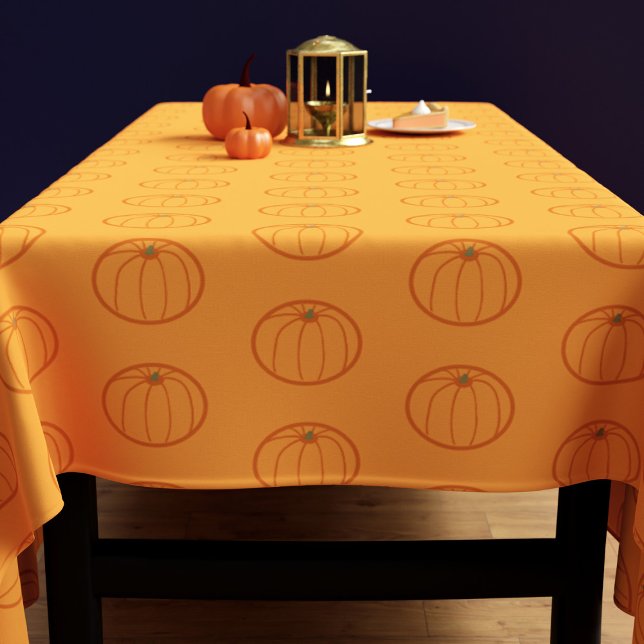 Mantel Motivo moderno de calabaza Naranja Día de Acción d (A fun pumpkin pattern tablecloth for your Thanksgiving celebrations)