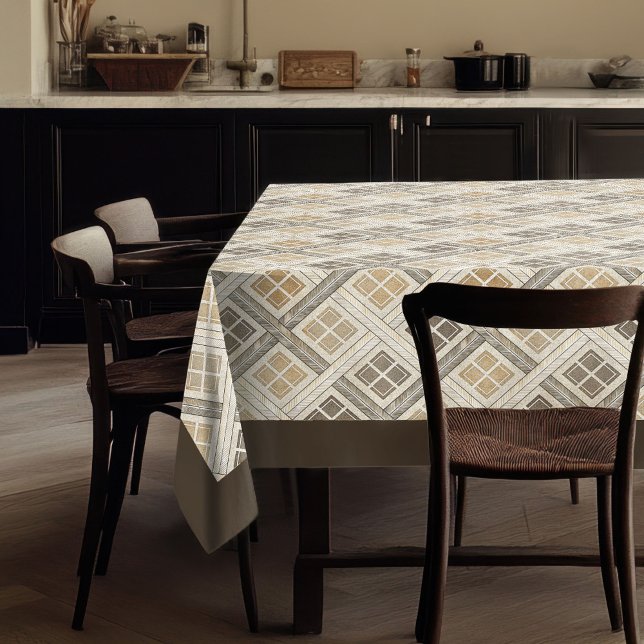 Mantel Motivos geométricos neutros del tabloto rústico mo (Modern Rustic Tablecloth Neutral Geometric Motifs)