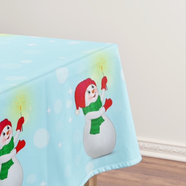 Mantel Muñeco de nieve de Navidad en azul claro (In Situ)