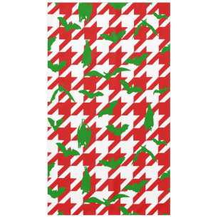 Mantel murciélagos de houndstooth de Navidad feos rojo ve