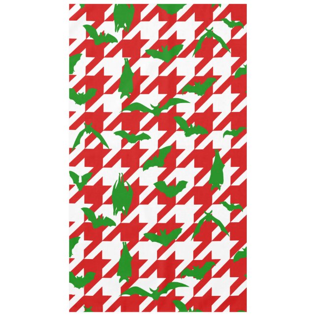 Mantel murciélagos de houndstooth de Navidad feos rojo ve (Anverso)