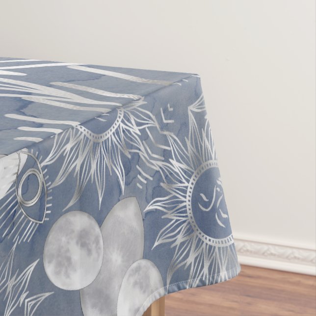 Mantel Mystique solar | Dusty Blue Silver Moon Stars Sun (In Situ)