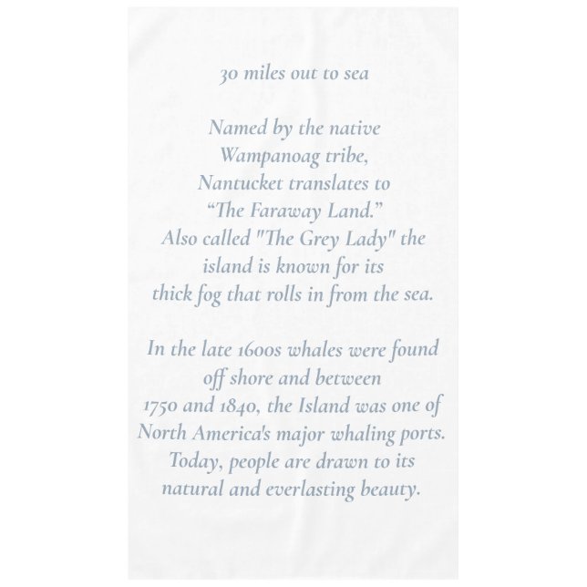 Mantel Nantucket a 50 millas de distancia hacia Sea Table (Anverso)