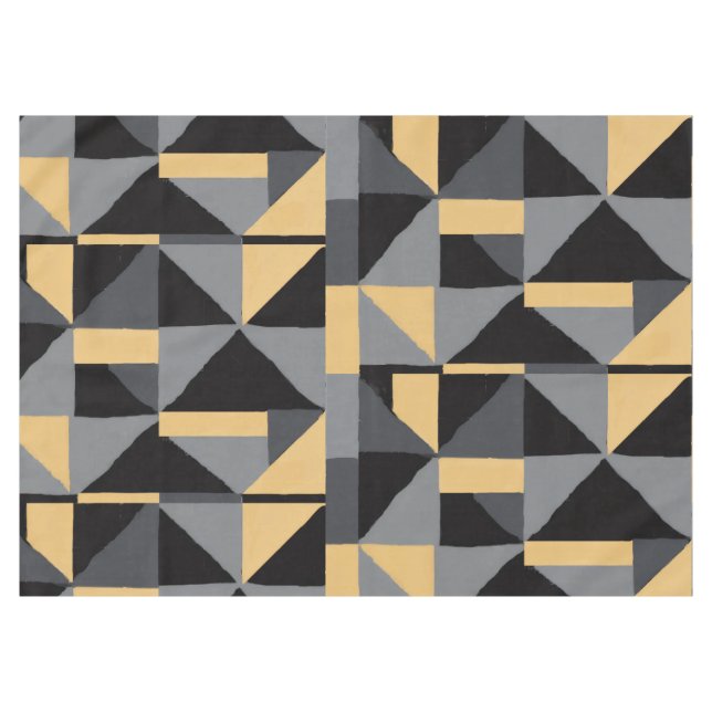 Mantel Nappe Géométrique Noire, Grise et Or (Frente (Horizontal))
