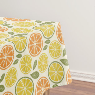 Mantel Naranja amarillo limón  Patrón blanco 