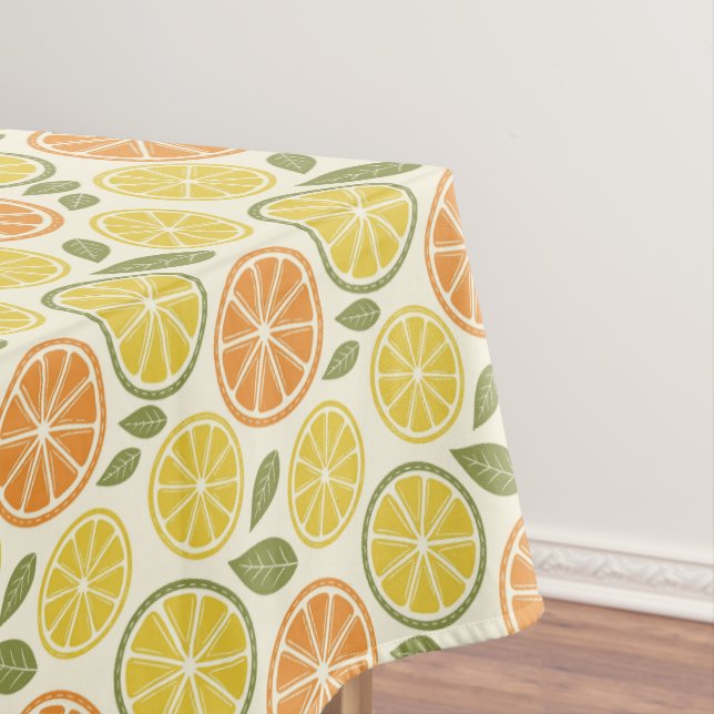 Mantel Naranja amarillo limón  Patrón blanco  (In Situ)