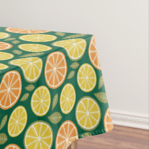Mantel Naranja amarillo limón Patrón verde