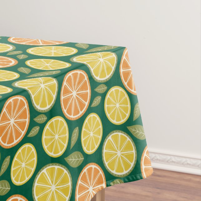 Mantel Naranja amarillo limón Patrón verde (In Situ)